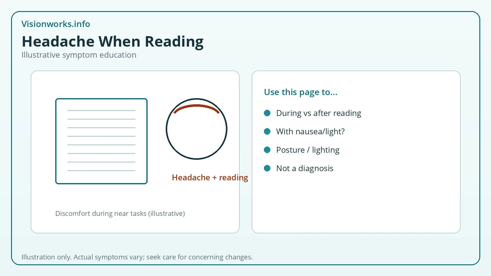Book with head outline and tension arc illustrating headache when reading